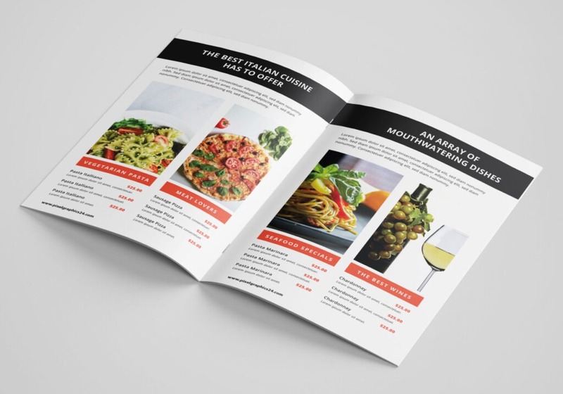 Menu catalogue phù hợp để trưng bày theo nhóm món, tạo cảm giác như một tờ tạp chí chuyên nghiệp và bắt mắt