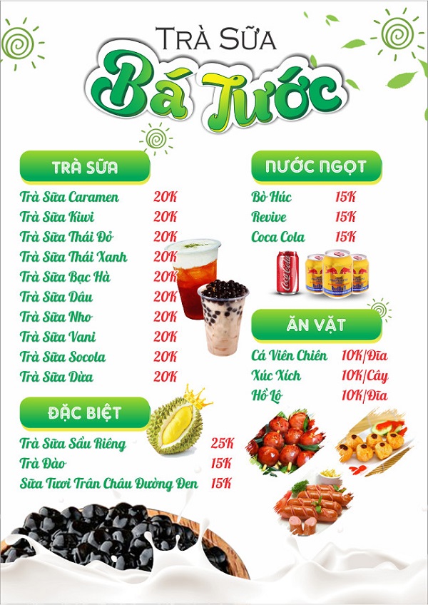 Thiết kế mẫu menu trà sữa bắt mắt, đơn giản