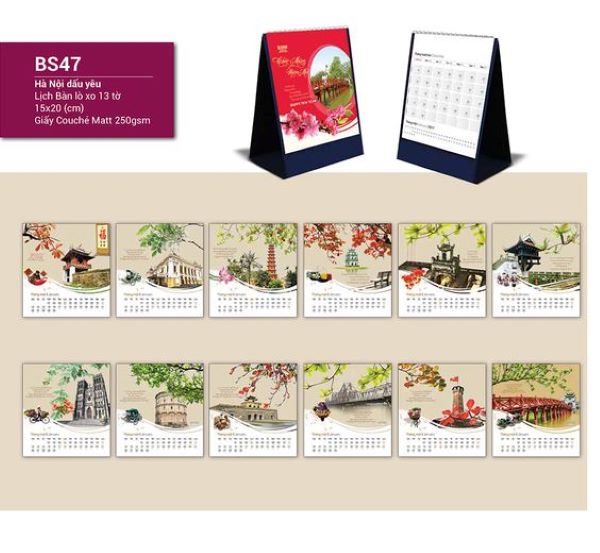 Lịch để bàn chữ thư pháp