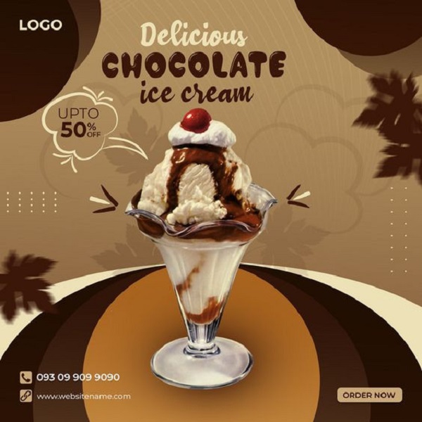 Mẫu poster quảng cáo kem tươi ấn tượng