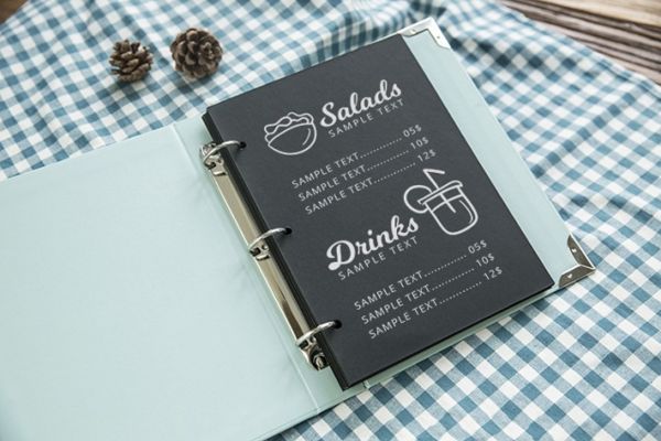 Menu bìa cứng thắt lưng bền bỉ