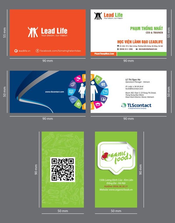 Các kích thước cho card visit 