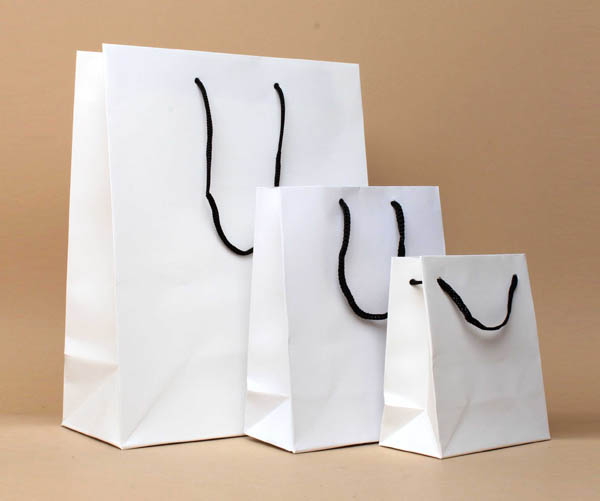 Túi giấy kraft trắng quai dây đen đơn giản