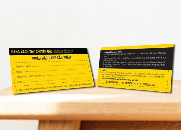 Mẫu phiếu bảo hành hàng xách tay chuyên Đức