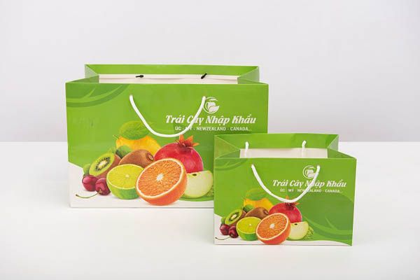 Túi giấy đựng hoa quả nhập khẩu màu xanh tươi mát