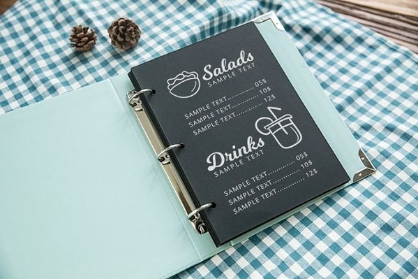 Mẫu menu bìa cứng dạng còng