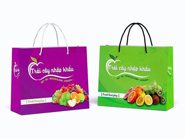 Mẫu túi giấy đựng trái cây nhập khẩu với màu sắc nổi bật