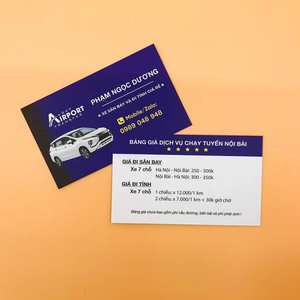 Mẫu card visit xe dịch vụ đơn giản  &nbsp;