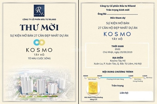 Mẫu thiệp mời khai trương mở bán căn hộ