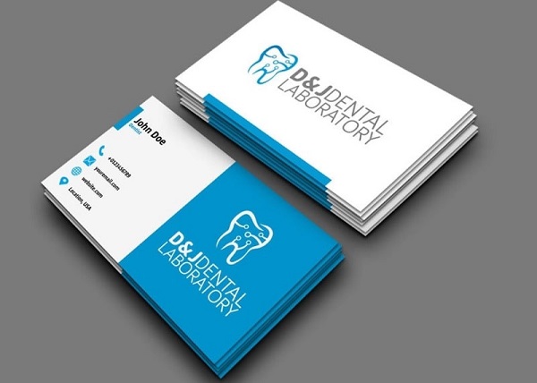 Mẫu card visit ngành y tế với màu xanh trắng