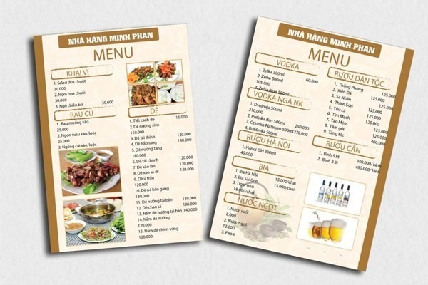 Có rất nhiều chất liệu phù hợp để làm menu bìa cứng