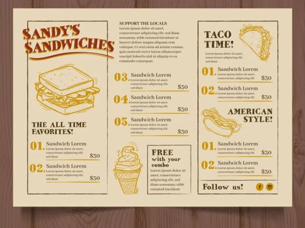 Menu giấy kraft với độ bền cao, khả năng chống thấm tốt và thiết kế mộc mạc