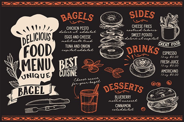 Menu đẹp cho quán với kiểu viết chữ ấn tượng