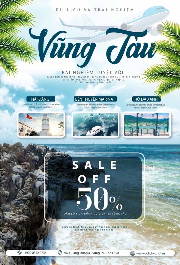 Mẫu poster du lịch Vũng Tàu hiện đại, độc đáo