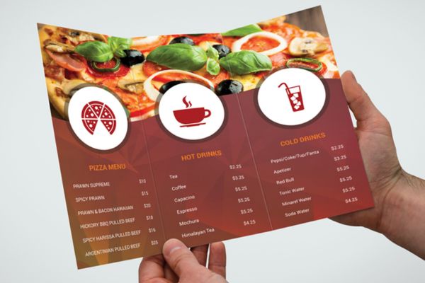 Menu thức ăn dạng gấp cửa sổ