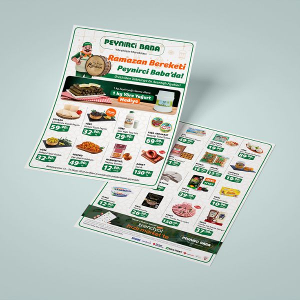 Mẫu tờ rơi thực phẩm chế biến của siêu thị Peynirici Baba