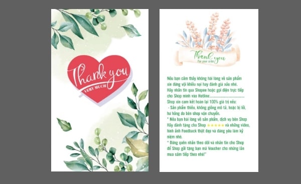 Mẫu thiệp cảm ơn để tri ân khách hàng đã sử dụng sản phẩm, dịch vụ của doanh nghiệp