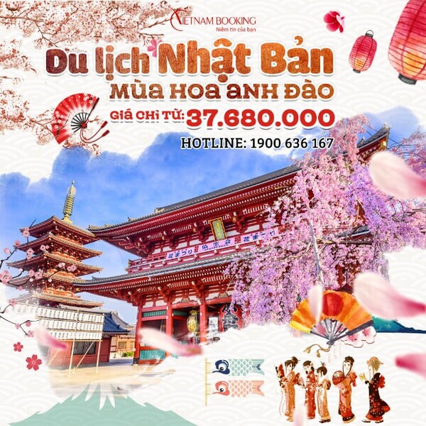 Mẫu poster tour du lịch Nhật Bản với phong cách hùng vĩ