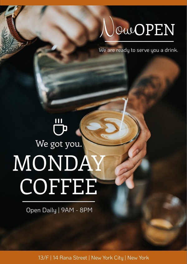 Mẫu Poster giới thiệu khai trương quán Cafe