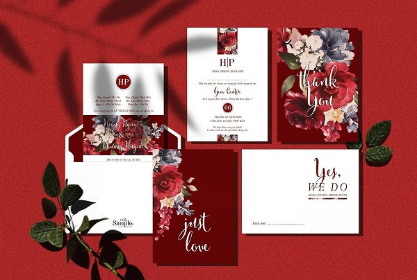 Thiệp cưới họa tiết ấn tượng