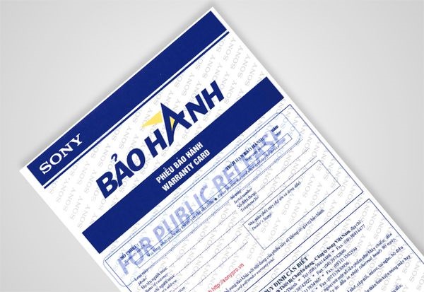 Mẫu phiếu in bảo hành Sony
