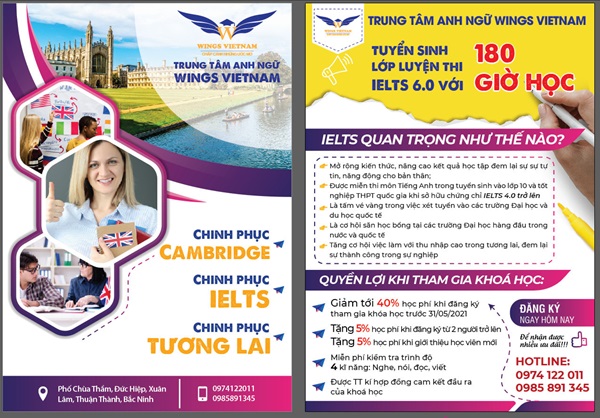 Mẫu tờ rơi quảng cáo trung tâm ngoại ngữ đẹp, sang trọng