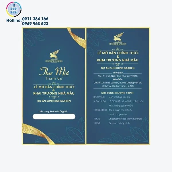 Nội dung trên thiệp mời rõ ràng