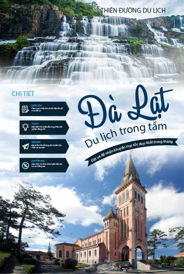 Mẫu poster quảng cáo Đà Lạt với hình ảnh quảng trường Lâm Viên