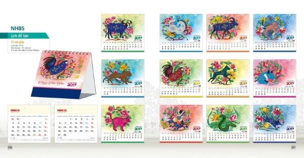 Lịch để bàn 12 con giáp