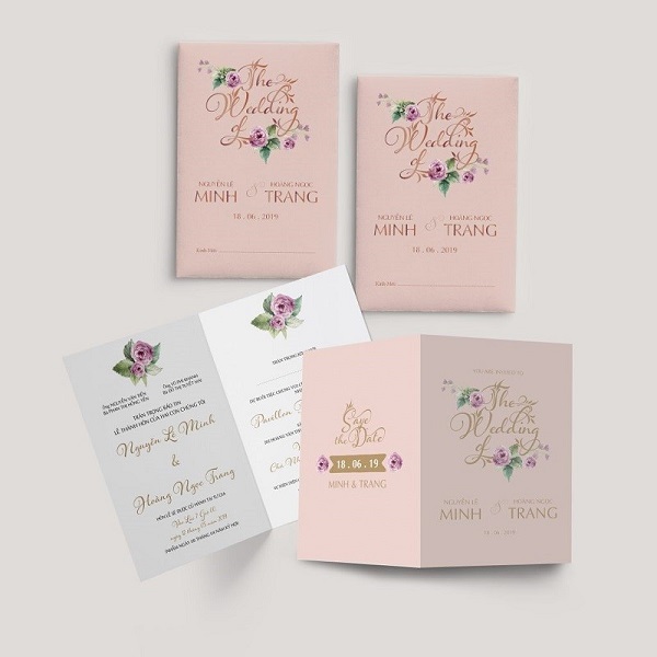 Thiệp cưới pastel nhẹ nhàng lãng mạn