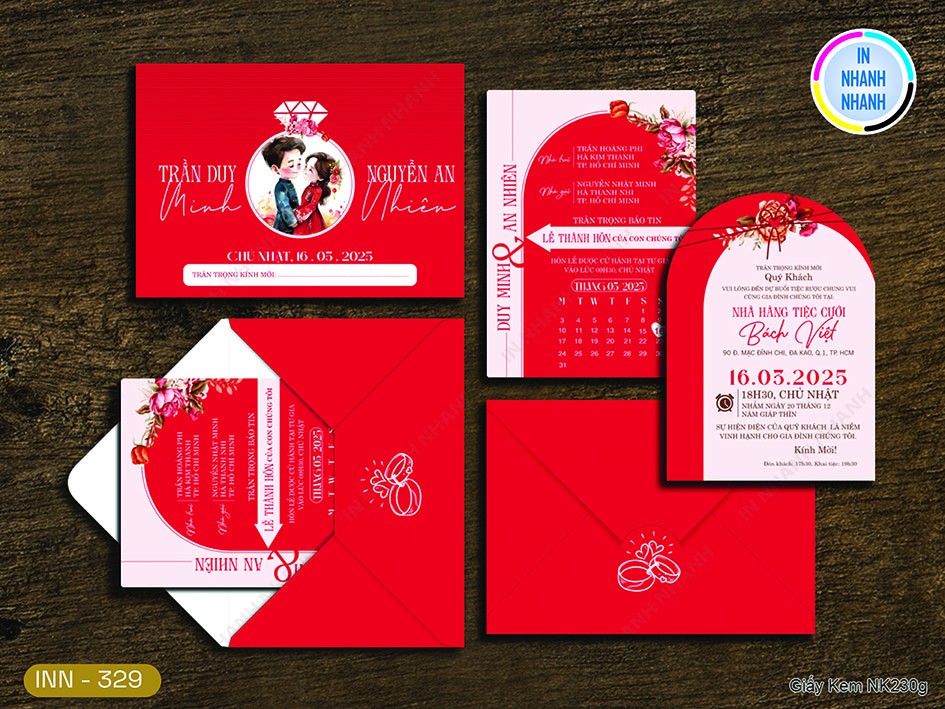 Thiệp Cưới In Nhanh Mã 329